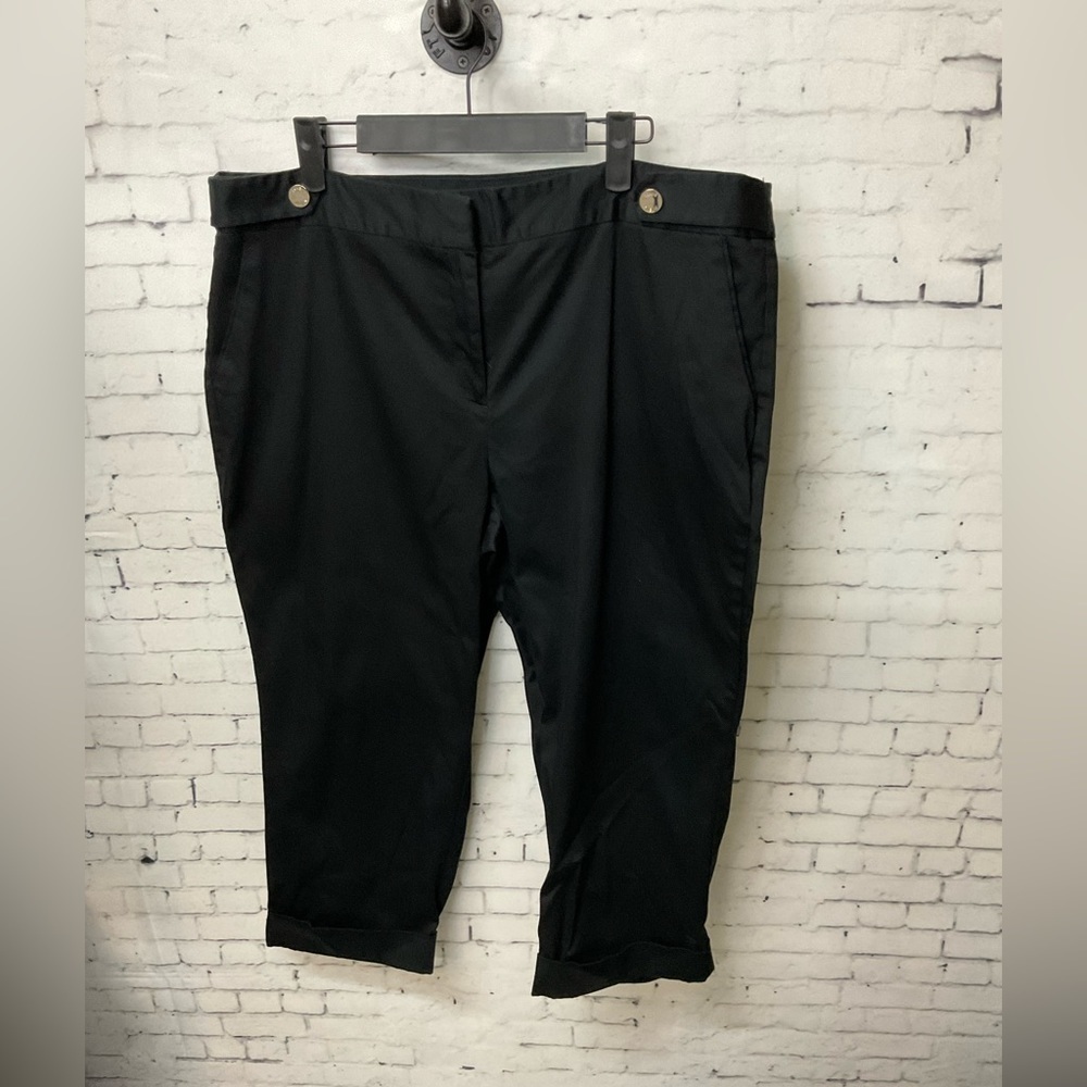 NWT Anne Klein Black Stretch Womens Capri Crop Summer Pants Size 16 H1